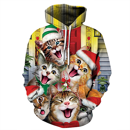 

Men's Plus Size Hoodie Color Block 3D Cartoon Hooded Halloween Daily Halloween Christmas Hoodies Sweatshirts Rainbow