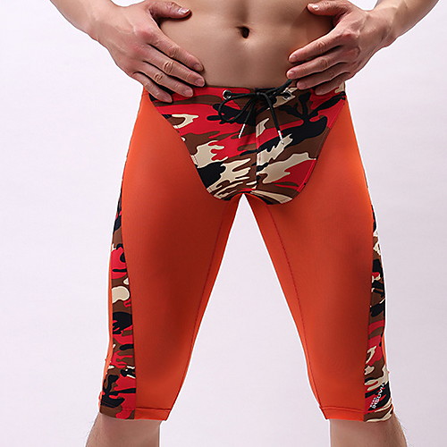 

Men's Basic Boxer Briefs - Normal 1 Piece Mid Waist Black White Orange S M L