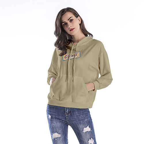 

Women's Hoodie Pullover White Artistic Style Hoodie Letter Printed Sport Athleisure Hoodie Top Long Sleeve Warm Oversized Comfortable Plus Size Everyday Use Daily / Winter