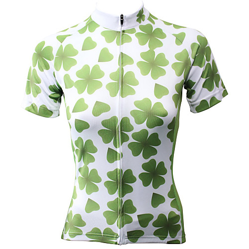 

21Grams Ireland Shamrock Women's Short Sleeve Cycling Jersey - Green Bike Jersey Top Breathable Moisture Wicking Quick Dry Sports Terylene Mountain Bike MTB Road Bike Cycling Clothing Apparel