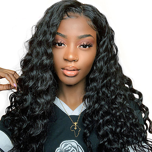 

Virgin Human Hair Human Hair 4x13 Closure Lace Front Wig style Peruvian Hair Loose Wave Natural Wig 130% Density with Baby Hair Natural Hairline African American Wig For Black Women With Bleached