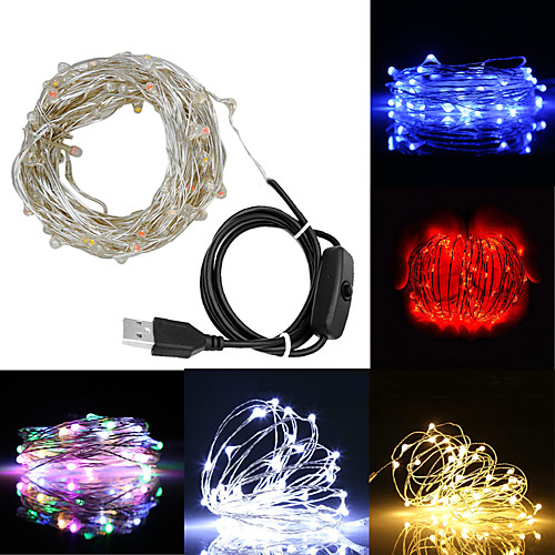 

ZDM 10M 100 Leds Fairy lamp string USB Powered Powered Copper Wire Starry Fairy Lights for Decoration with OFFON Switch