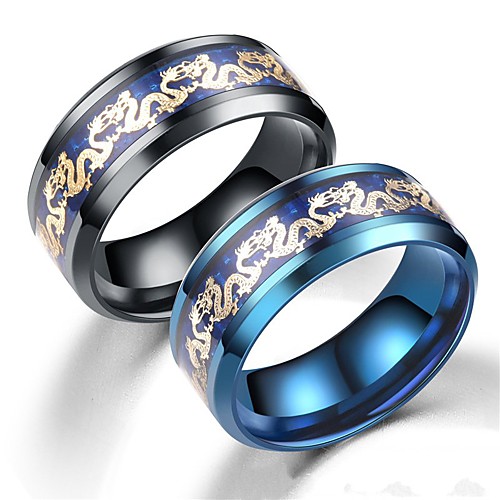 

Men's Women's Band Ring Ring Tail Ring 1pc Black Blue Stainless Steel Circular Basic Vintage Fashion Daily Jewelry Dragons Cool