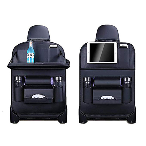 

PU Leather Car rear seat storage organizer garbage net holder Multifunctional storage multi-pocket travel bag hanger car seat capacity storage bag For universal