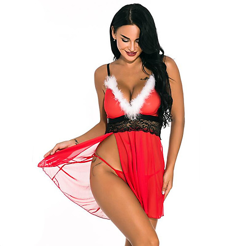 

Santa Suit Dress Cosplay Costume Christmas Dress Adults' Women's Cosplay Vacation Dress Christmas Christmas Festival Christmas Halloween Carnival Festival / Holiday Lace Polyster Red Women's Easy