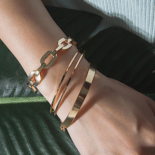 

3pcs Women's Bracelet Bangles Cuff Bracelet Bracelet Classic Precious Simple Trendy Alloy Bracelet Jewelry Gold / Silver For Gift Daily School Holiday Work