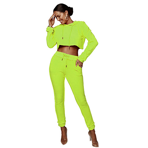 

Women's 2 Piece Tracksuit Streetwear Casual Winter Quick Dry Reflective Strips Running Sportswear Athleisure Wear Clothing Suit Teal Neon Green Pink Grey Orange Activewear Micro-elastic