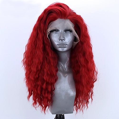 

Synthetic Lace Front Wig Loose Wave Natural Wave Free Part Lace Front Wig Long Red Synthetic Hair 8-12 inch Women's Soft Elastic Women Red / Glueless