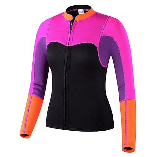 

SBART Women's Wetsuit Top Wetsuit Jacket 2mm Neoprene Top Thermal / Warm Quick Dry Long Sleeve Front Zip - Diving Surfing Snorkeling Patchwork Spring & Fall Summer Winter
