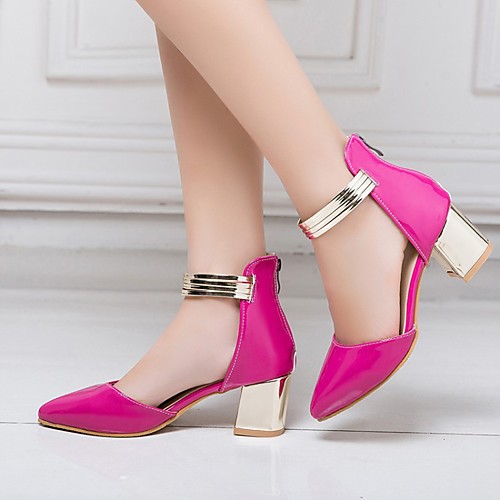

Women's Sandals Glitter Crystal Sequined Jeweled Chunky Heel Closed Toe Stitching Lace / Sequin Faux Leather Casual / Minimalism Walking Shoes Spring & Fall / Spring & Summer Fuchsia / Black / Beige