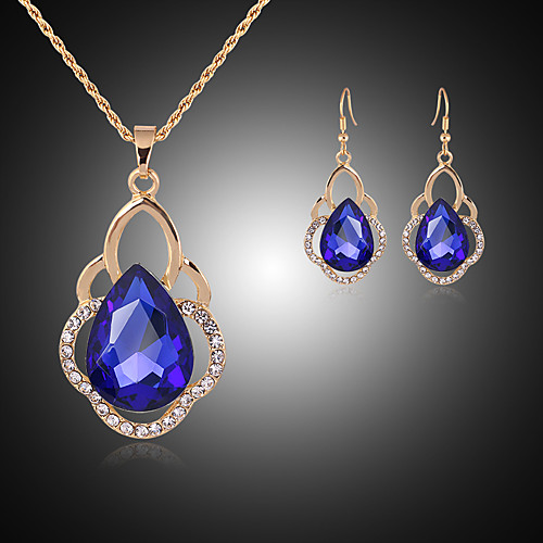

Women's Drop Earrings Pendant Necklace Classic Pear Stylish Unique Design Gold Plated Earrings Jewelry White / Blue For Daily Work 1 set
