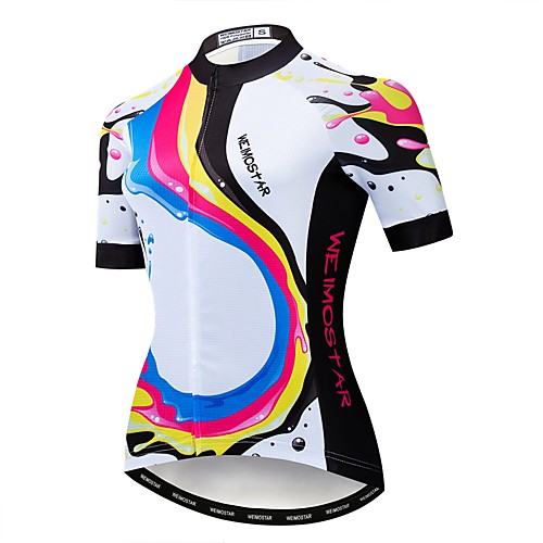 

21Grams Rainbow Women's Short Sleeve Cycling Jersey - White Bike Jersey Top Breathable Quick Dry Sports Polyester Elastane Terylene Mountain Bike MTB Road Bike Cycling Clothing Apparel