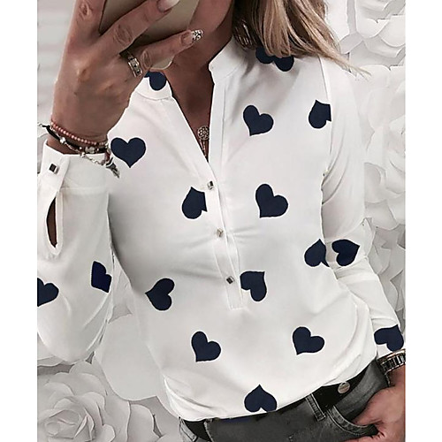 

Women's Geometric Slim Shirt Daily V Neck White