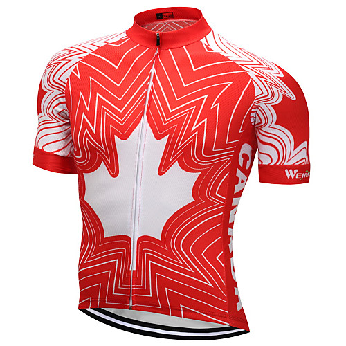 

21Grams Canada National Flag Men's Short Sleeve Cycling Jersey - Red / White Bike Top UV Resistant Breathable Moisture Wicking Sports Terylene Mountain Bike MTB Road Bike Cycling Clothing Apparel