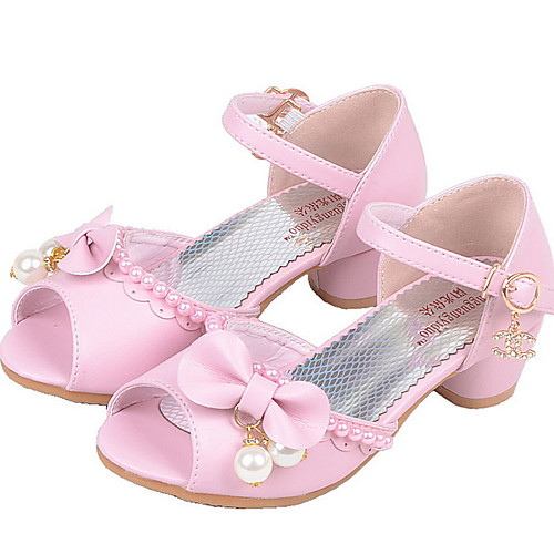 

Girls' Heels Comfort Princess Shoes Synthetics Little Kids(4-7ys) Daily Bowknot Pearl White Pink Summer