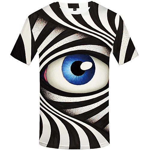 

Men's T shirt Graphic Eye Print Short Sleeve Daily Tops Vintage Black