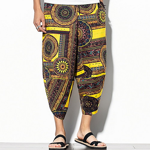 

Men's Boho Harem Pants - Print Red Yellow US32 / UK32 / EU40 / US34 / UK34 / EU42 / US36 / UK36 / EU44