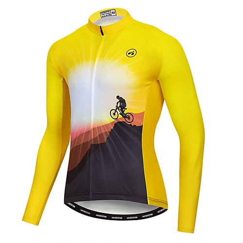

21Grams Men's Long Sleeve Cycling Jersey Winter Elastane Lycra Polyester Yellow Novelty Bike Jersey Top Mountain Bike MTB Road Bike Cycling UV Resistant Breathable Quick Dry Sports Clothing Apparel