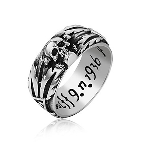 

Men's Band Ring Ring 1pc Black Silver Titanium Steel Circular Basic Vintage Fashion Daily Jewelry Skull Letter Cool