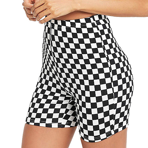 

21Grams Plaid / Checkered Women's Cycling Shorts Biker Shorts - Black / White Bike Shorts Bottoms Breathable Quick Dry Moisture Wicking Sports Terylene Mountain Bike MTB Road Bike Cycling Clothing