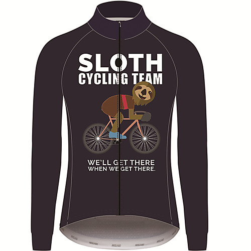 

21Grams Animal Sloth Men's Long Sleeve Cycling Jersey - Black Bike Jersey Top UV Resistant Breathable Quick Dry Sports Winter 100% Polyester Mountain Bike MTB Road Bike Cycling Clothing Apparel