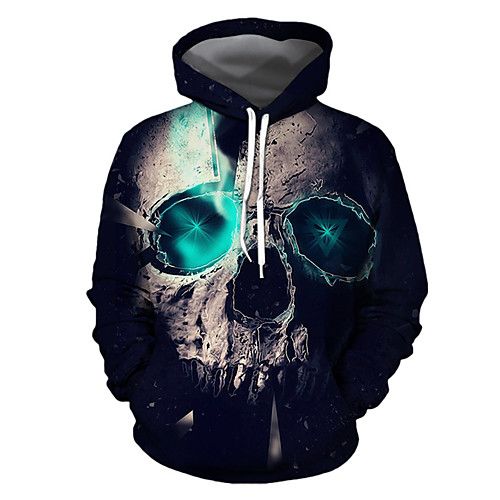 

Men's Plus Size Hoodie Geometric / 3D Hooded Basic / Halloween Black S M L XL XXL XXXL