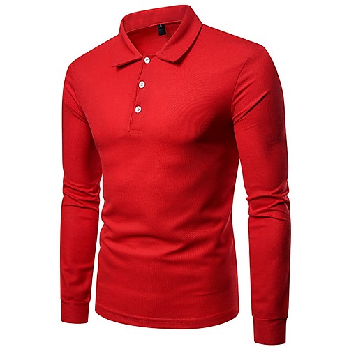 

Men's Solid Colored Polo Daily Wear Shirt Collar White / Black / Blue / Red / Orange / Light gray / Brown / Navy Blue / Long Sleeve