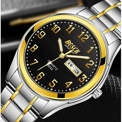 

BOSCK Men's Dress Watch Analog Japanese Quartz Casual Water Resistant / Waterproof Calendar / date / day Luminous / Stainless Steel