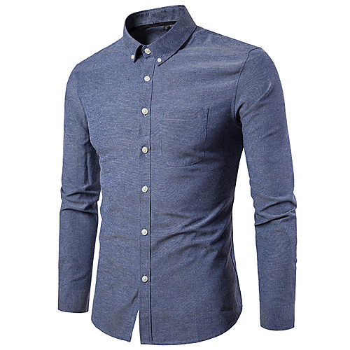 

Men's Shirt Solid Colored Plus Size Long Sleeve Daily Tops Basic White Black Blue