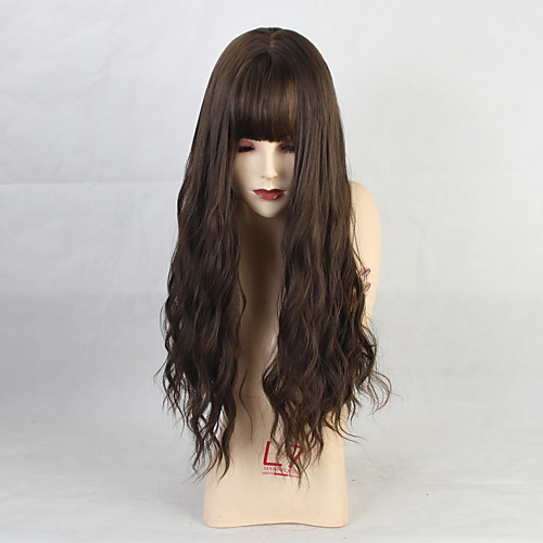 

Costume Accessories Synthetic Wig Bangs Straight kinky Straight Neat Bang Wig Long Brown Synthetic Hair 26 inch Women's Anime Party Synthetic Black Brown