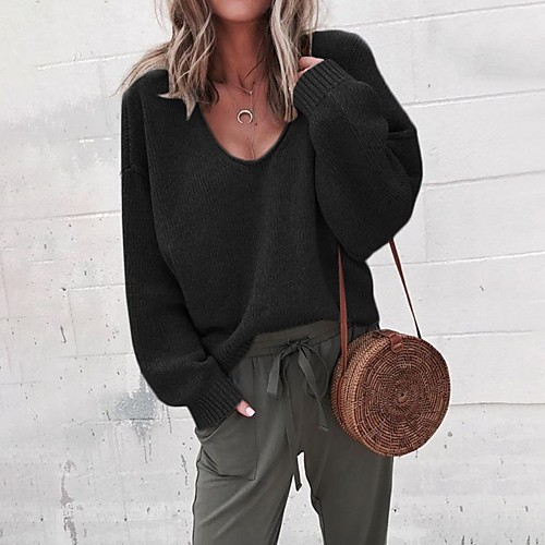 

Women's Solid Colored Long Sleeve Cardigan Sweater Jumper, V Neck Black / Purple / Yellow S / M / L