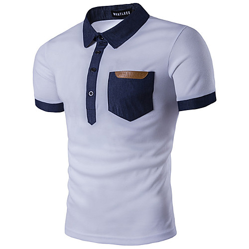 

Men's Solid Colored Polo Basic Casual Shirt Collar White / Black / Short Sleeve