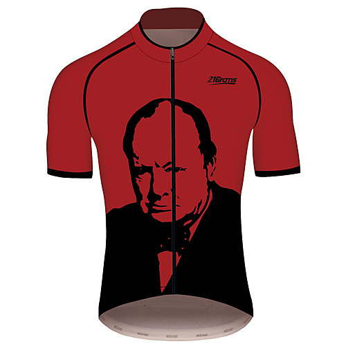 

21Grams Churchill Men's Short Sleeve Cycling Jersey - Black / Red Bike Jersey Top Breathable Quick Dry Reflective Strips Sports 100% Polyester Mountain Bike MTB Road Bike Cycling Clothing Apparel