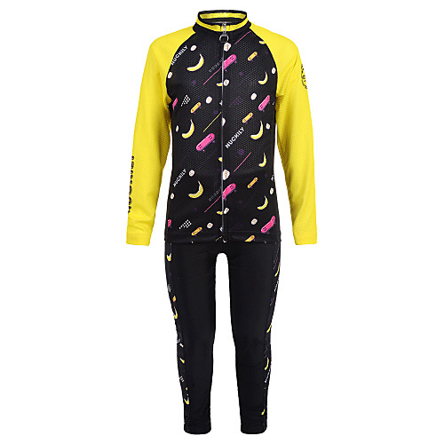 

Nuckily Boys' Girls' Long Sleeve Cycling Jersey with Tights - Kid's Winter Spandex Black / Yellow Fruit Bike Clothing Suit Windproof UV Resistant Breathable Quick Dry Anatomic Design Sports Fruit