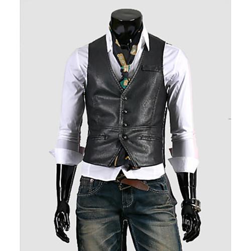 

PU Wedding Vests Solid Colored