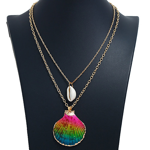 

Women's Necklace Layered Necklace Chrome Shell Black Peacock Green Red Rainbow Gray 43 cm Necklace Jewelry 1pc For Daily School Street Holiday Festival