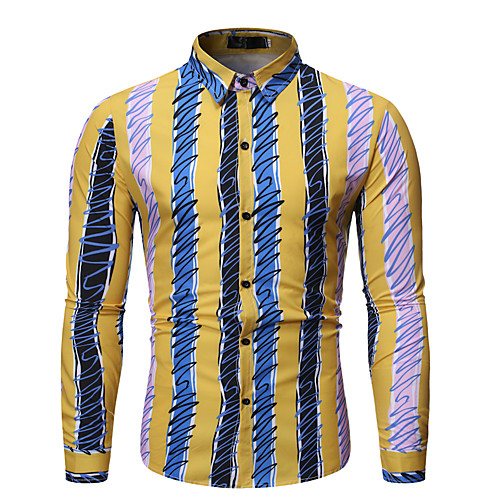 

Men's Shirt Graphic Long Sleeve Daily Tops Black Yellow