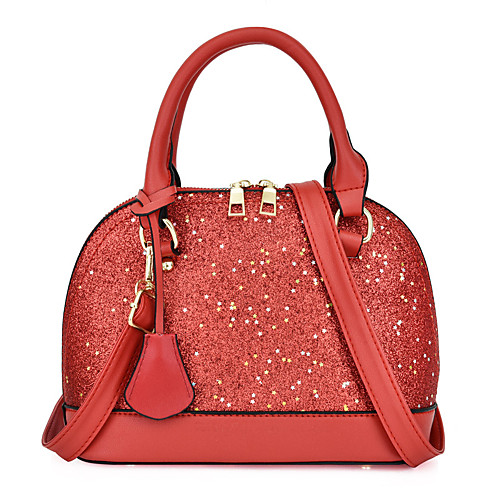 

Women's Glitter / Zipper PU Top Handle Bag Solid Color Black / White / Blushing Pink