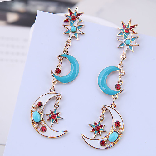 

Women's Drop Earrings Earrings Dangle Earrings Mismatched Moon Star Classic European Trendy Fashion Imitation Diamond Earrings Jewelry Gold For Party Anniversary Gift Daily Stage 1 Pair