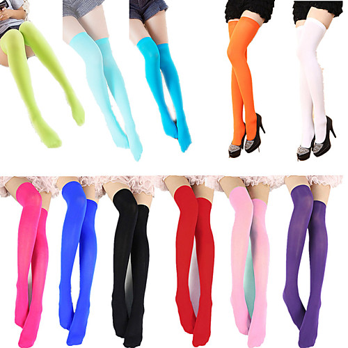 

Maid Costume Women's Adults' Pantyhose Lolita Halloween Socks / Long Stockings Black Green White Solid Colored Lolita Accessories