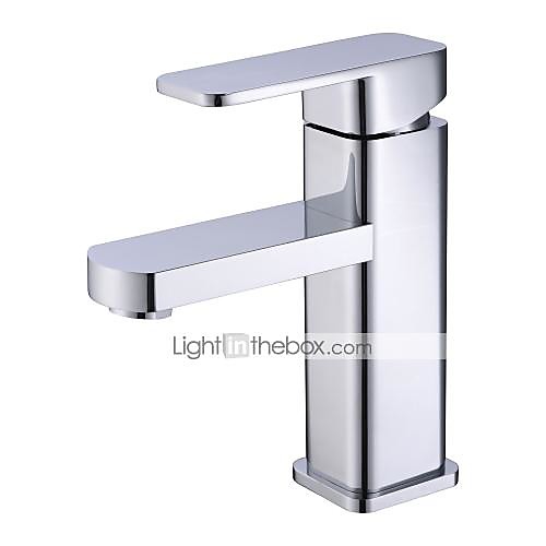 

Bathroom Sink Faucet - Standard Chrome / Painted Finishes Centerset Single Handle One HoleBath Taps / Brass