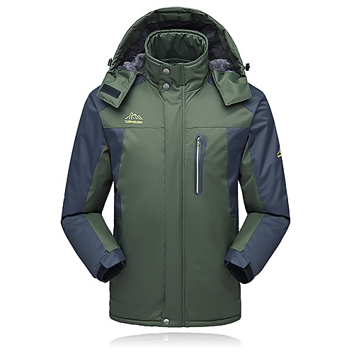 

Men's Hiking Jacket Ski Jacket Winter Outdoor Patchwork Waterproof Windproof Breathable Warm Winter Jacket Single Slider Hunting Ski / Snowboard Fishing Black Red Army Green Blue