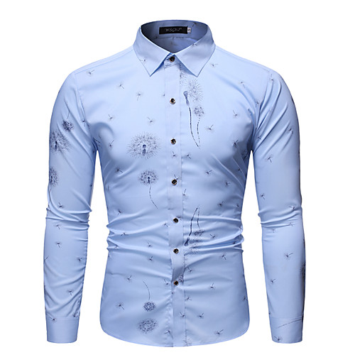 

Men's Shirt Other Prints Graphic Long Sleeve Daily Tops White Blue Navy Blue
