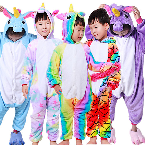 

Kid's Kigurumi Pajamas Unicorn Flying Horse Animal Onesie Pajamas Polar Fleece WhiteBlue / WhitePink / Purple Cosplay For Boys and Girls Animal Sleepwear Cartoon Festival / Holiday Costumes