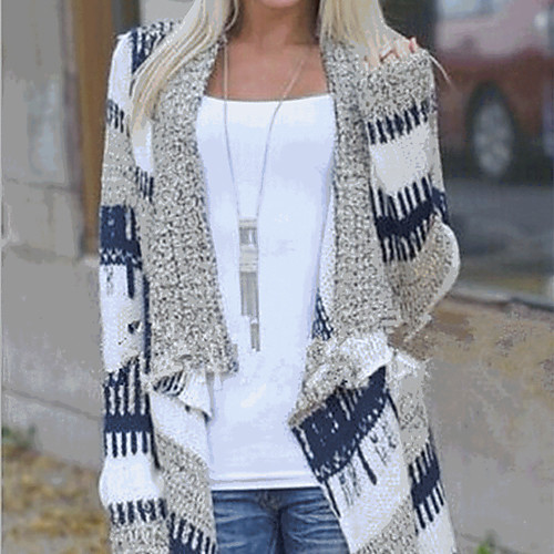 

Women's Abstract Long Sleeve Oversized Cardigan Sweater Jumper, Asymmetrical Spring / Fall Rainbow S / M / L