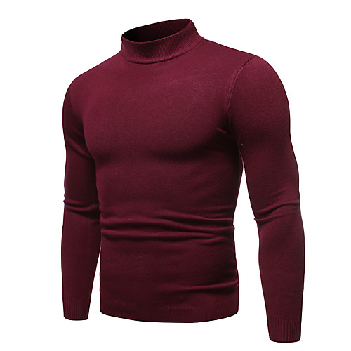

Men's Solid Colored Long Sleeve Pullover Sweater Jumper, Round Neck Fall / Winter Wine / White / Black US32 / UK32 / EU40 / US34 / UK34 / EU42 / US36 / UK36 / EU44