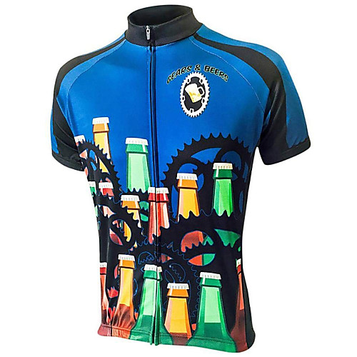 

21Grams Men's Short Sleeve Cycling Jersey Bule / Black Oktoberfest Beer Bike Top Mountain Bike MTB Road Bike Cycling UV Resistant Breathable Quick Dry Sports Clothing Apparel / Micro-elastic