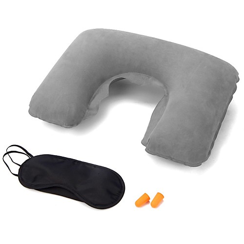 

1set Travel Sambo Car Pillow Flocking Inflatable Neck Pillow Travel Earplug Goggles U-pillow