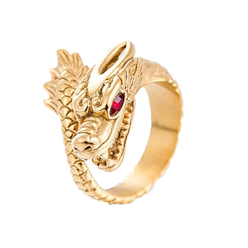 

Men's Band Ring Ring 1pc Gold Titanium Steel Circular Vintage Basic Fashion Party Jewelry Dragons Cool