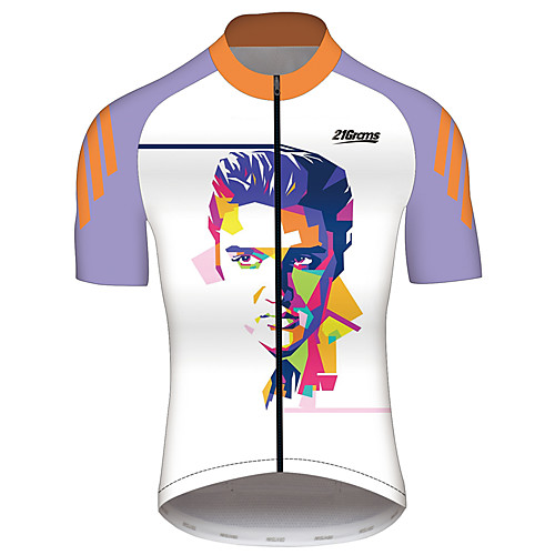 

21Grams Elvis Presley Men's Short Sleeve Cycling Jersey - Titanium Bike Jersey Top Breathable Quick Dry Reflective Strips Sports 100% Polyester Mountain Bike MTB Road Bike Cycling Clothing Apparel